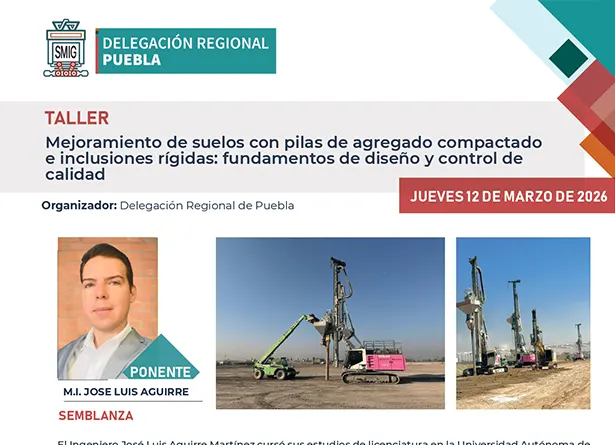 Taller Mejoramiento de suelos con pilas de agregado compactado e inclusiones rígidas: fundamentos de diseño y control de calidad, Eventos, SMIG