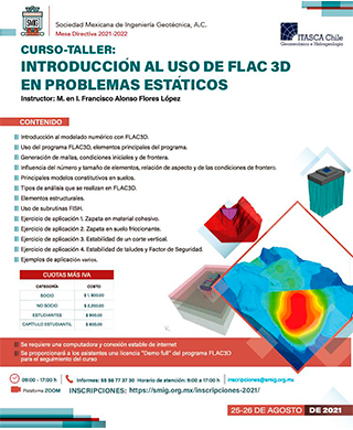 taller, FLAC 3D, SMIG, ingeniería, geotécnica